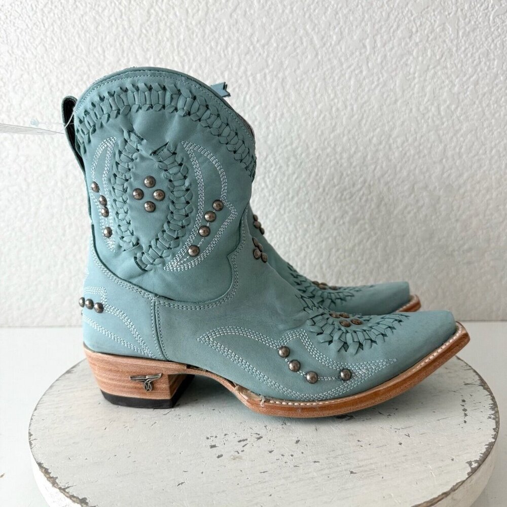 Lane COSSETTE Womens Cowboy Bootie Size 6 Western Cowgirl Blue Short Ankle Boots - Picture 2 of 12